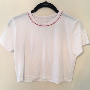 John Galt White Cropped Tee w/ Red Outline